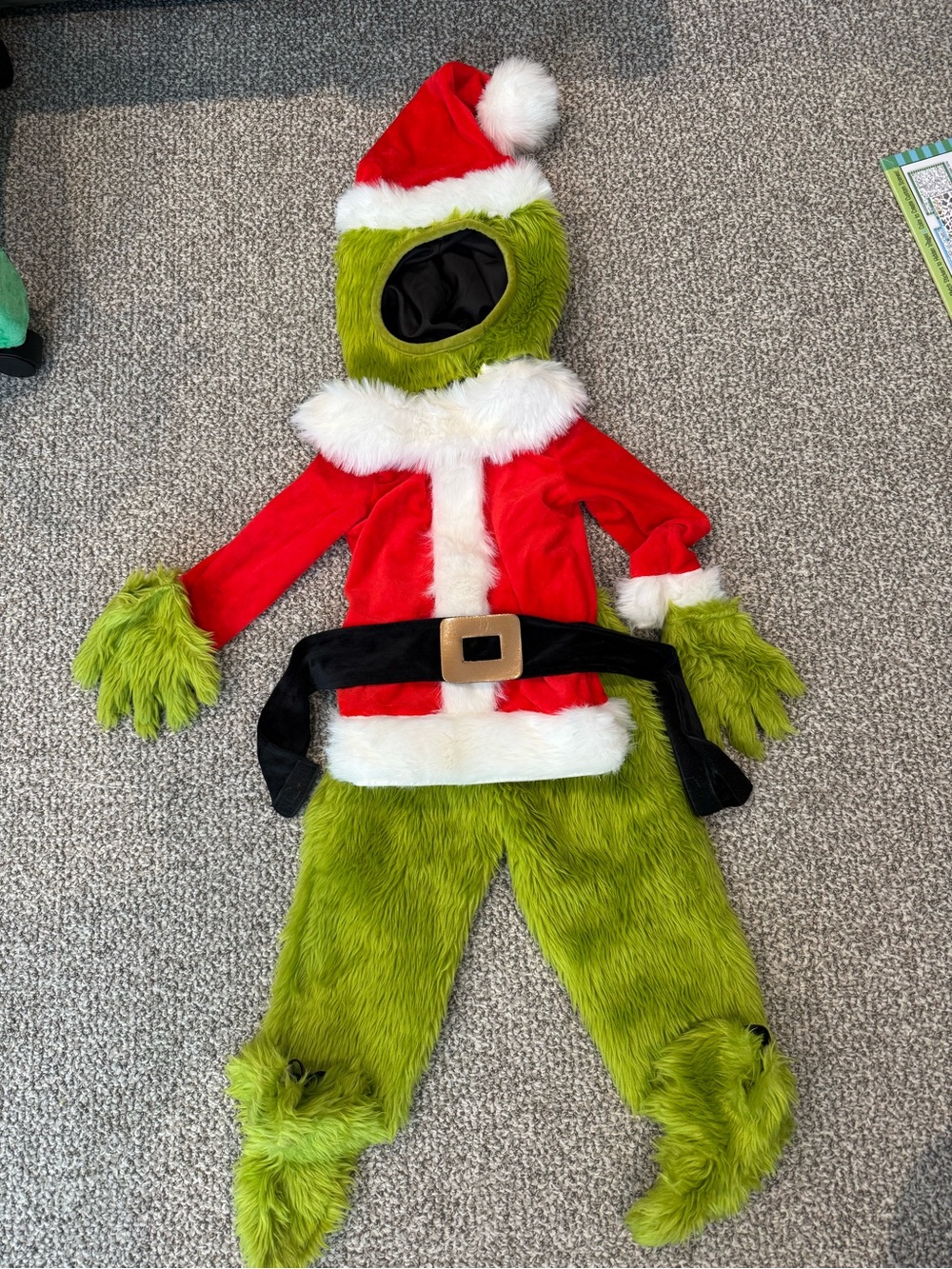 Green Grinch Kids Costume with Santa Jacket and Hat